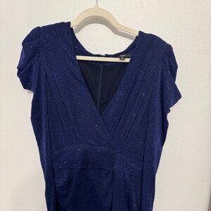 AQUA Metallic Faux Wrap Dress